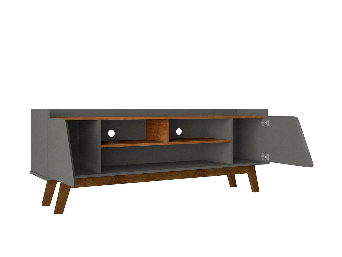 Meuble TV Malmo Modern 180 cm avec 2 tiroirs - Gris/Marron