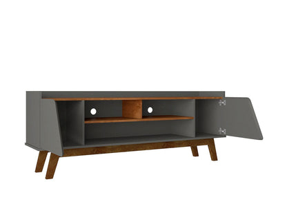 Meuble TV Malmo Modern 180 cm avec 2 tiroirs - Gris/Marron