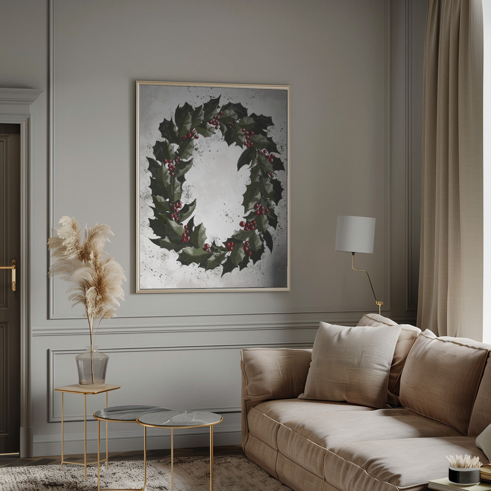 Décoration murale Éclaboussures Couronne de houx Impression sur toile