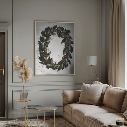 Décoration murale Éclaboussures Couronne de houx Impression sur toile