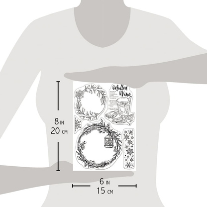 Ciao Bella Set de tampons transparents 6"x8" Couronnes & Vin chaud
