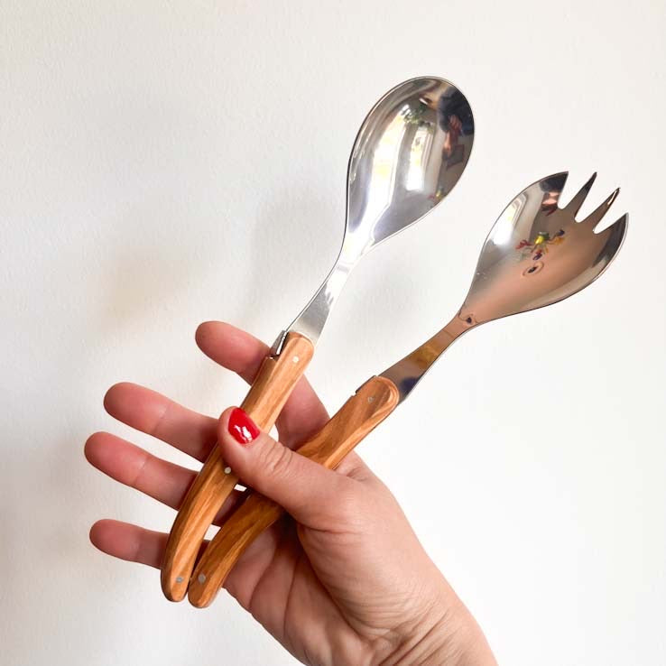 Laguiole ® Salad Server Set, Olive wood Handle