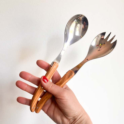 Laguiole ® Salad Server Set, Olive wood Handle