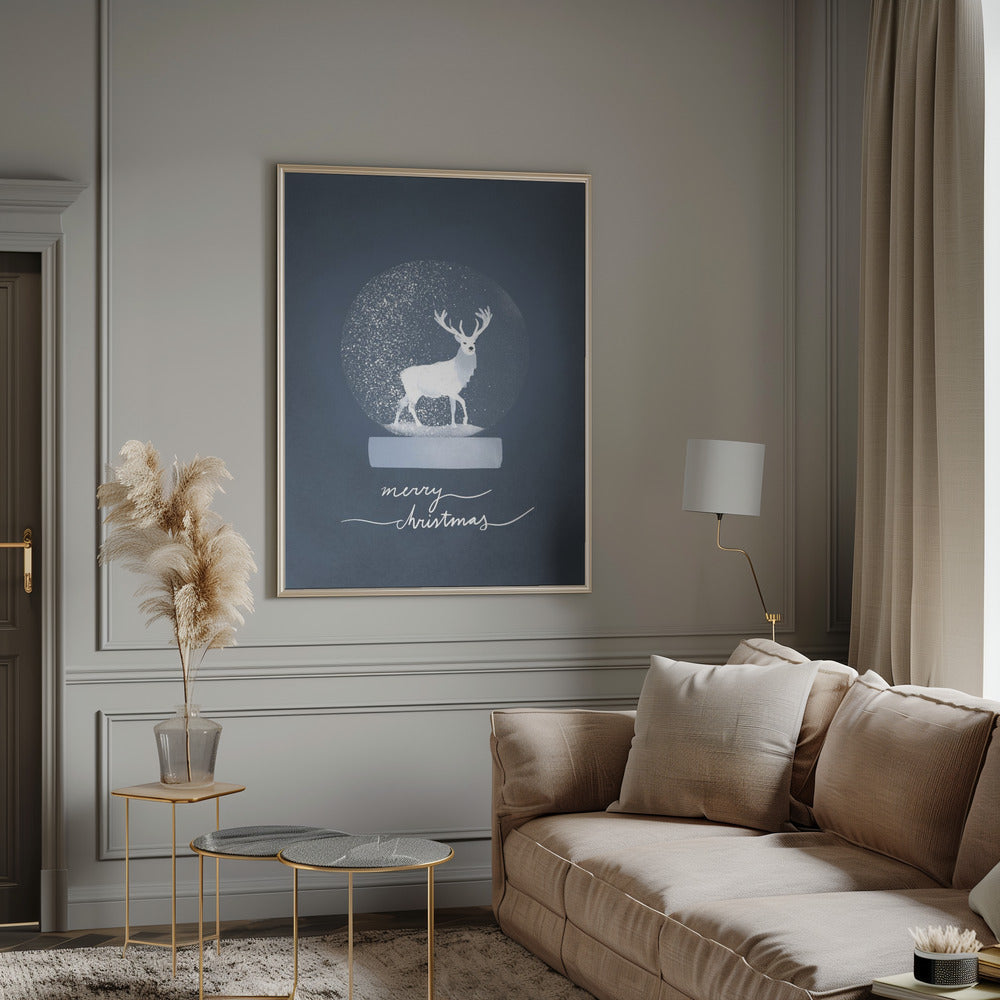 Toile murale imprimée cerf boule à neige