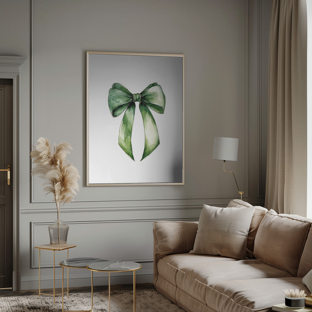 Décoration Murale Nœud Vert Aquarelle Impression sur Toile