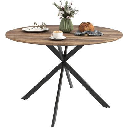 Table à manger industrielle ronde Amory 47" avec pieds en acier - Marron foncé/Noir