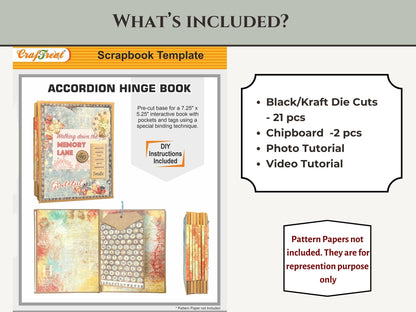 CrafTreat Scrapbook Blanks - Livret en accordéon à charnière - Noir