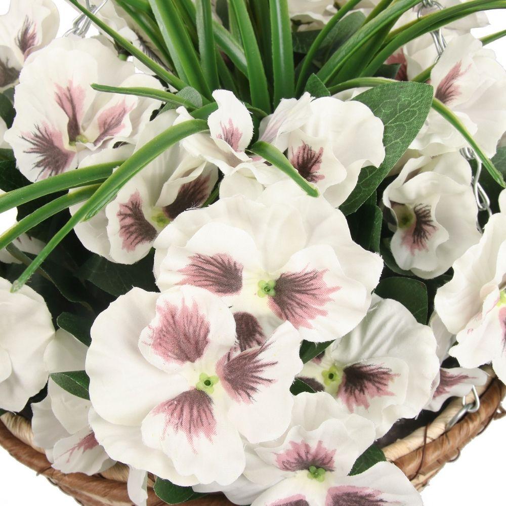 Composition florale artificielle Camila en panier suspendu