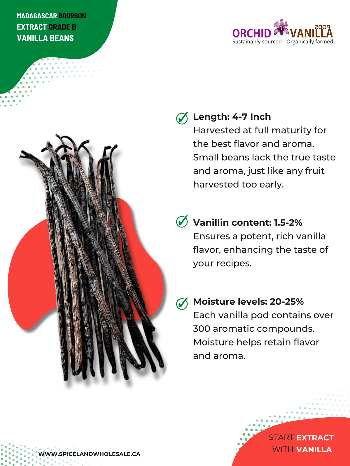 Madagascar Bourbon Extract Vanilla Beans Grade-B <br>For Extract Making<BR>By Pound