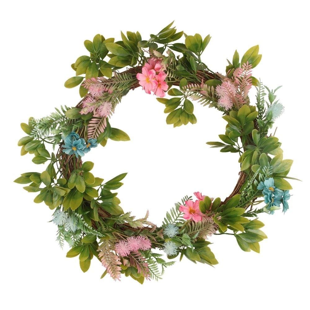 Couronne florale artificielle pastel 48 cm
