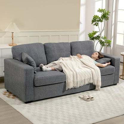 Canapé 3 places moderne Naples en tissu avec assise profonde - Gris foncé