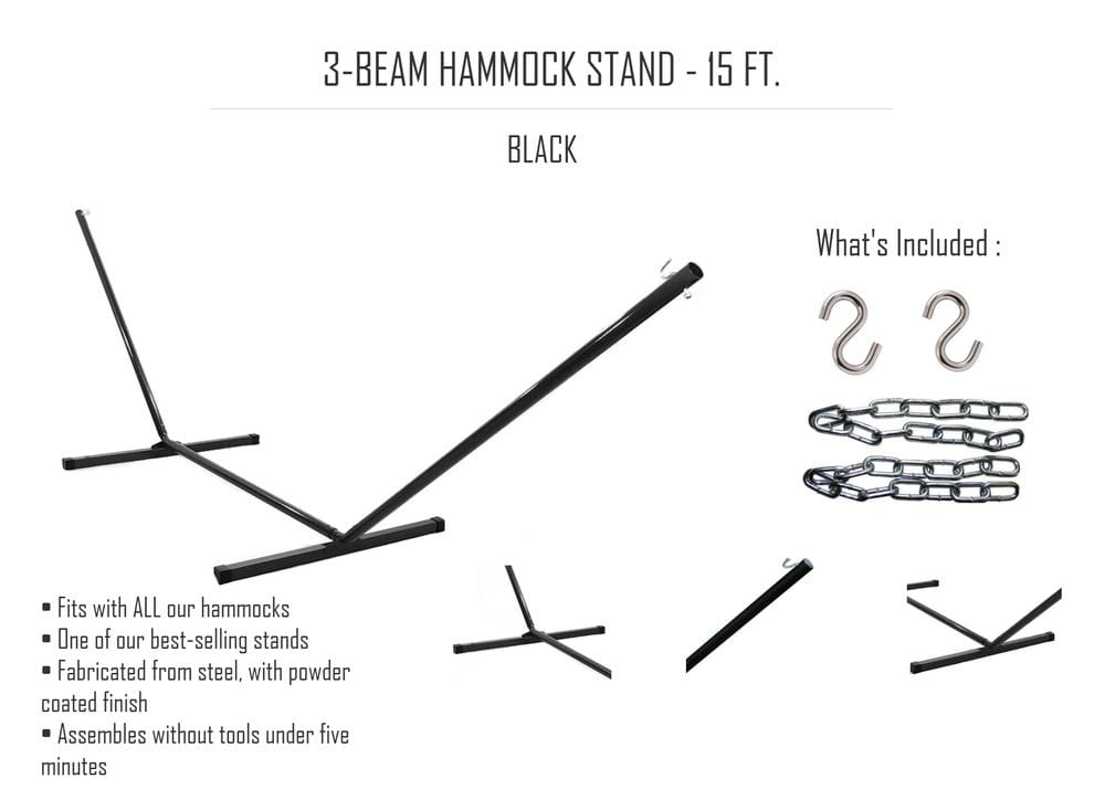 Hamac de luxe en polyester avec support à trois poutres