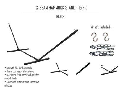 Hamac de luxe en polyester avec support à trois poutres