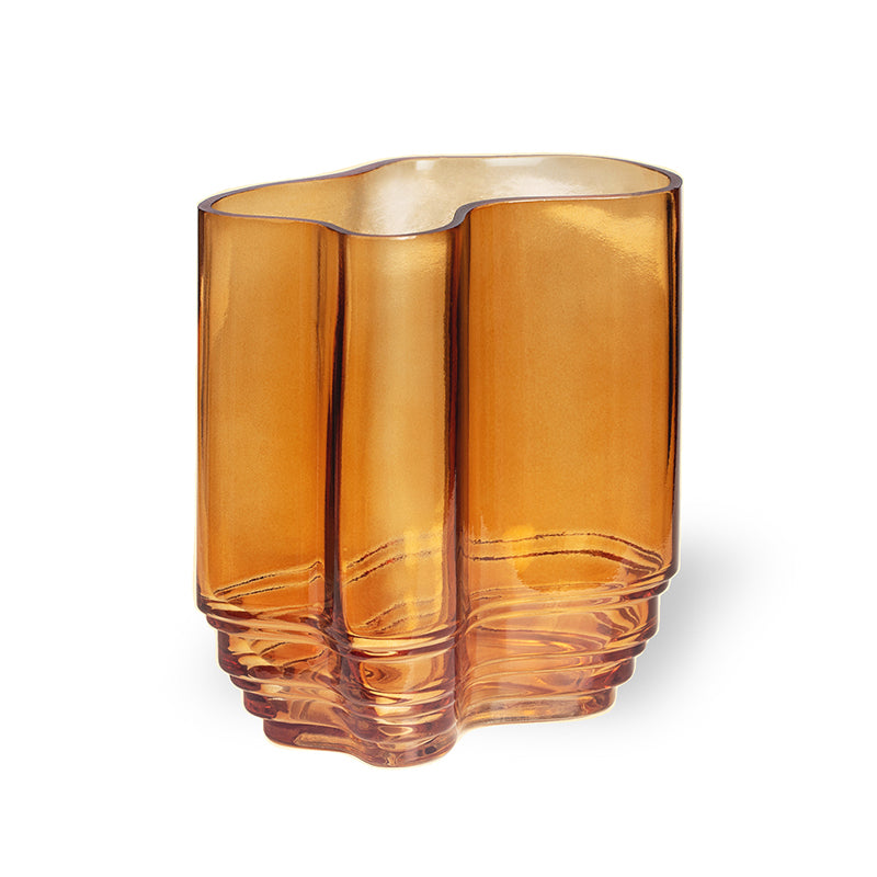 Vase Lac en Verre - Soufflé Bouche Ambre Motif Organique