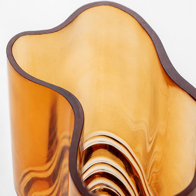Vase Lac en Verre - Soufflé Bouche Ambre Motif Organique