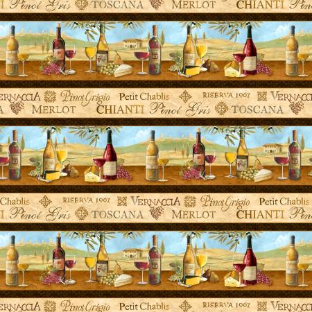 Tissu bordure imprimée "Wine" - Tuscan Delights par Wilmington Prints - 3015-90502-132