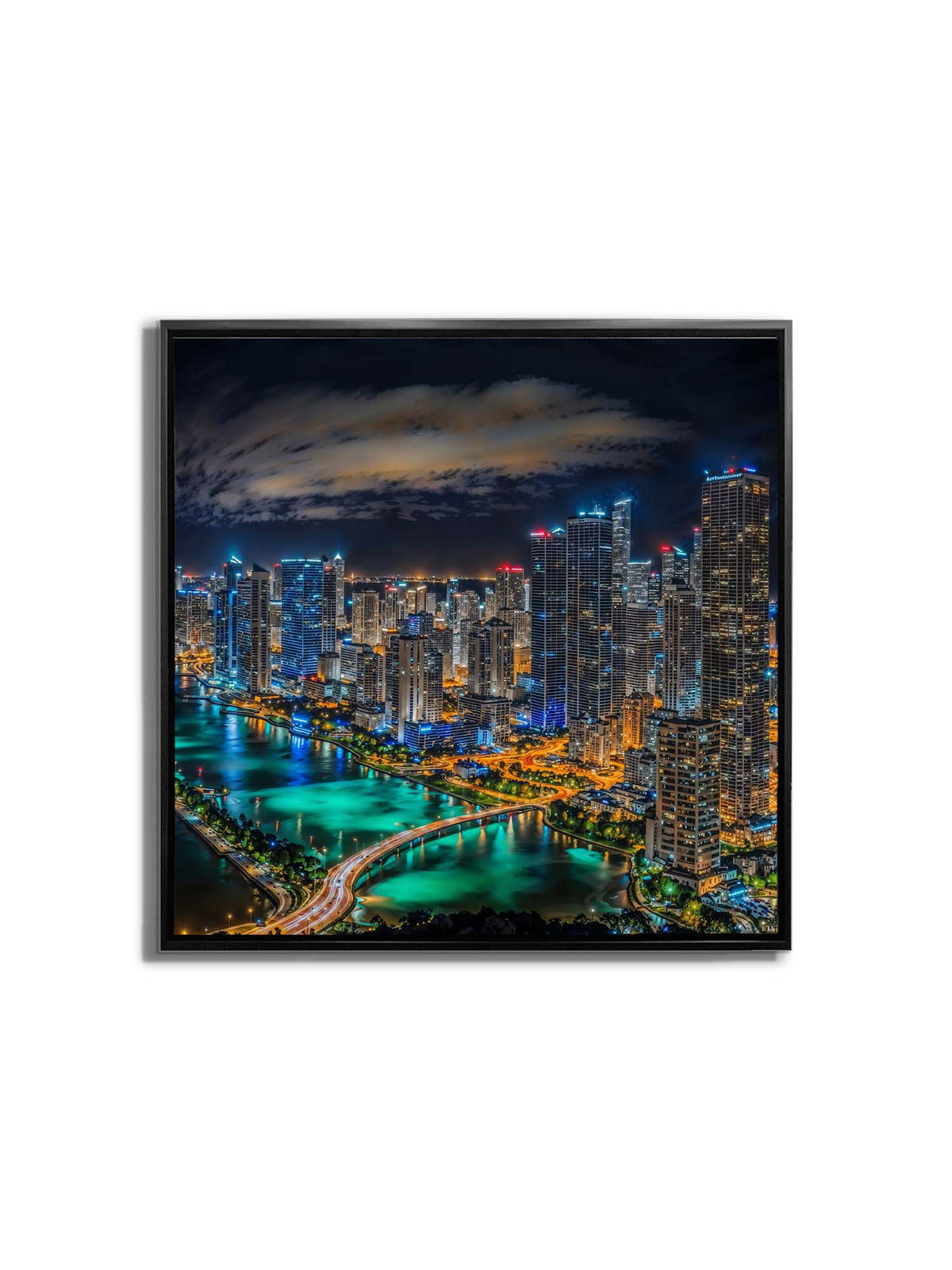 Miami-City Skyline - Décoration murale sur toile - Vernis RVB