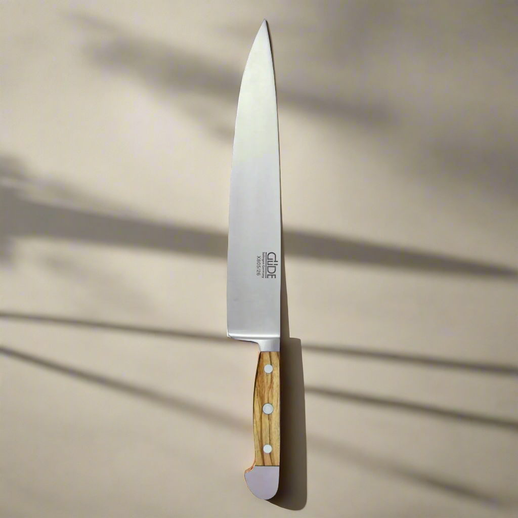 ALPHA OLIVE| Couteau de chef - 25 cm | Acier forgé avec manche en bois d'olivier