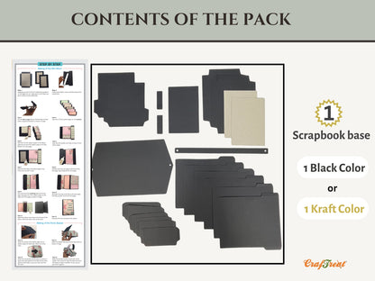 CrafTreat Picnic Basket Mini Album DIY Scrapbook Blank - Black