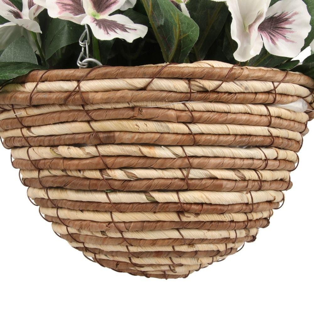 Composition florale artificielle Camila en panier suspendu