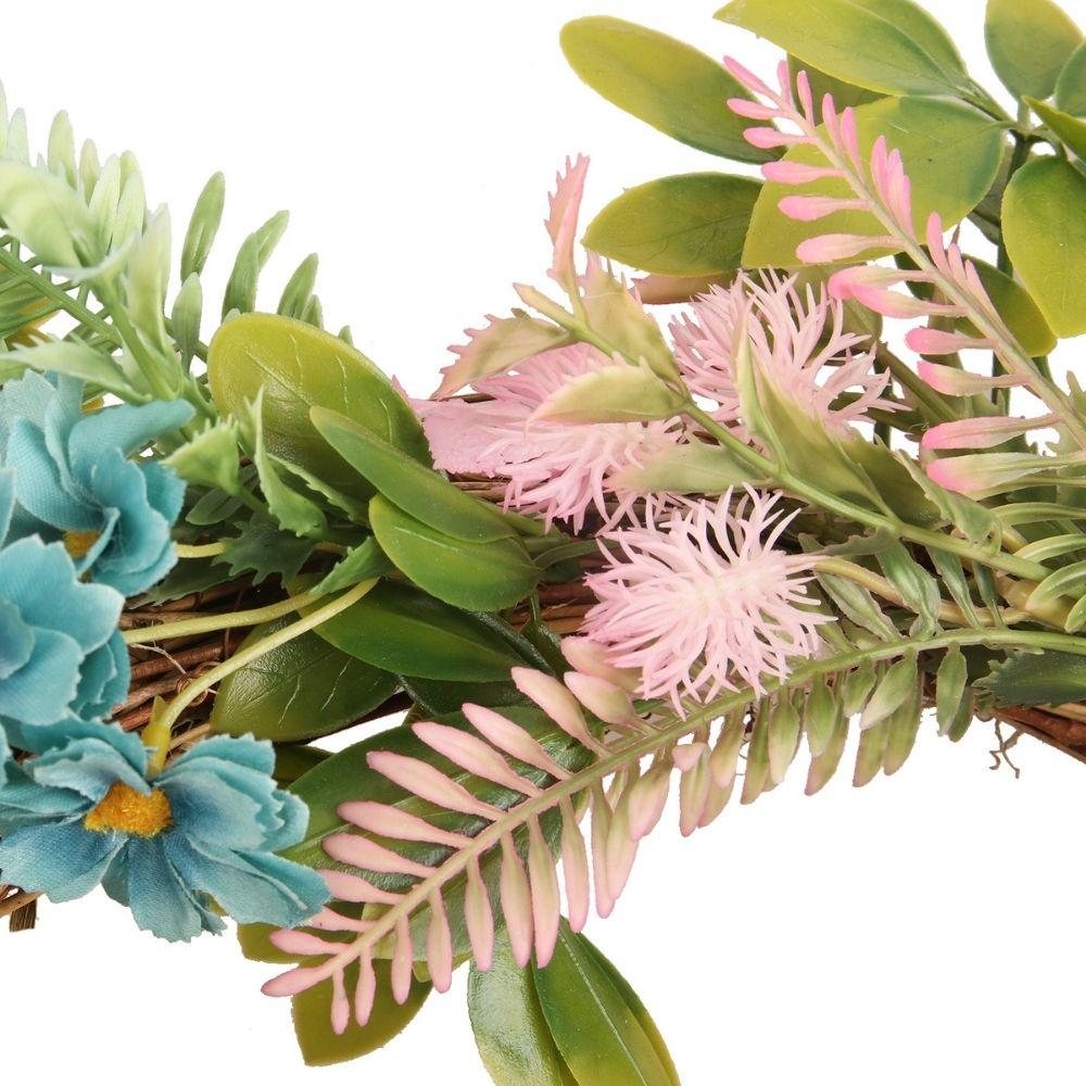 Couronne florale artificielle pastel 48 cm