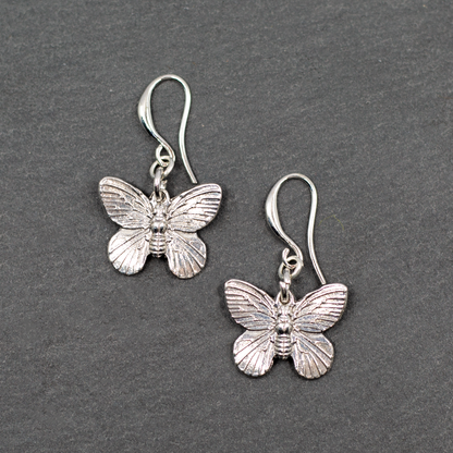 Boucles d'oreilles Breloques Papillon en Plaqué Argent