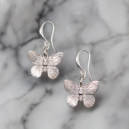 Boucles d'oreilles Breloques Papillon en Plaqué Argent