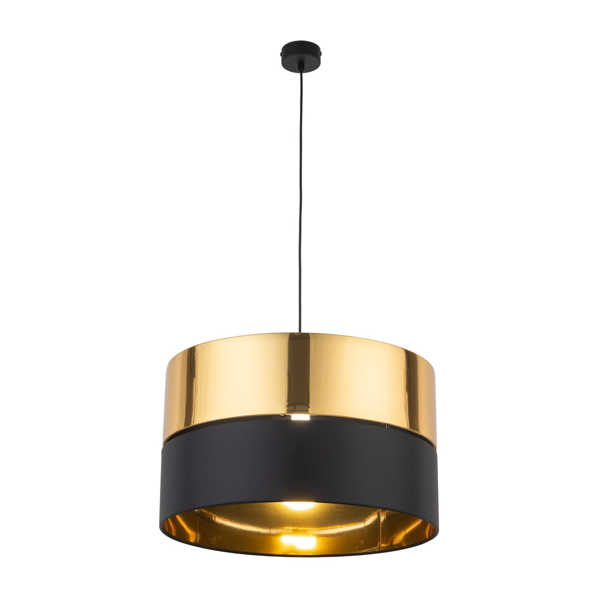 HILTON Suspension Luminaire Plafond Noir et Or pour Îlot de Cuisine, Salle à Manger et Salon – Éclairage de Luxe Moderne