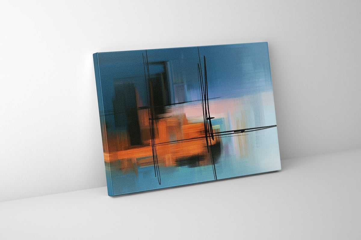 Wall Art-Hues of Blue Abstract- Fine Art Canvas - RGB varnish #4836-105