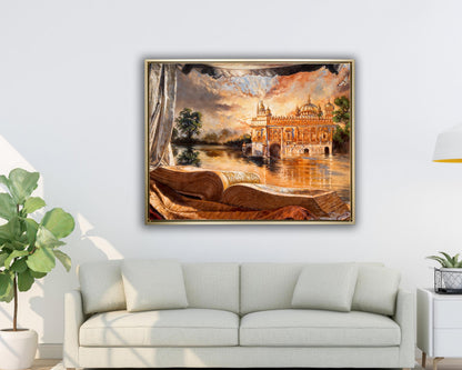 Wall Art -Ancient Golden Temple- Spiritual Wall Decor