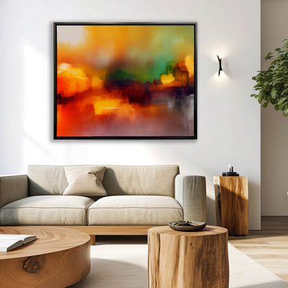 Décoration murale-Coucher de soleil flou-Toile imprimée-Œuvre d'art
