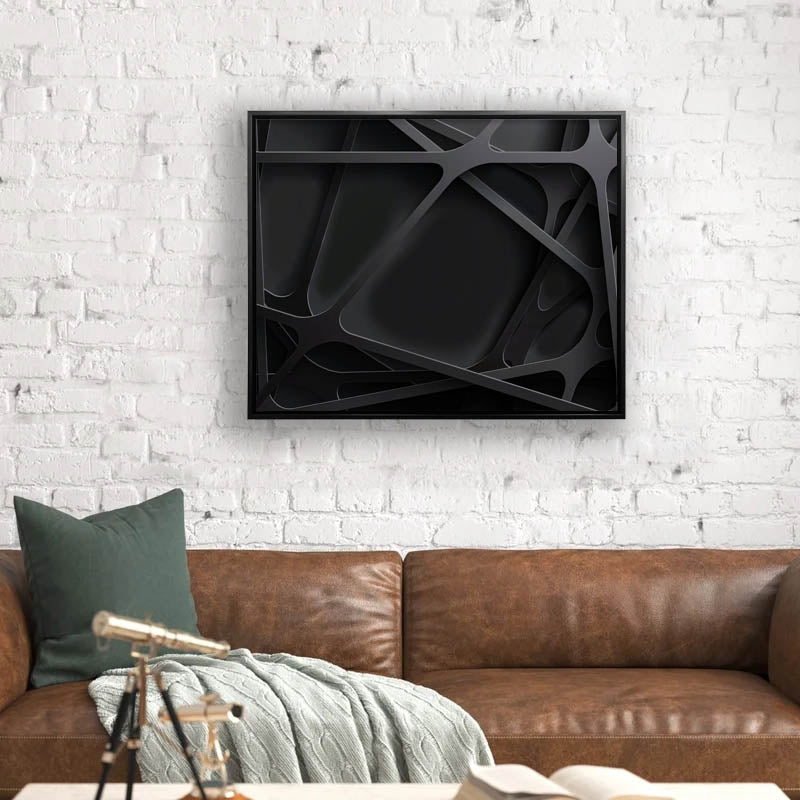 Art mural - Toile noire imprimée - Effet 3D