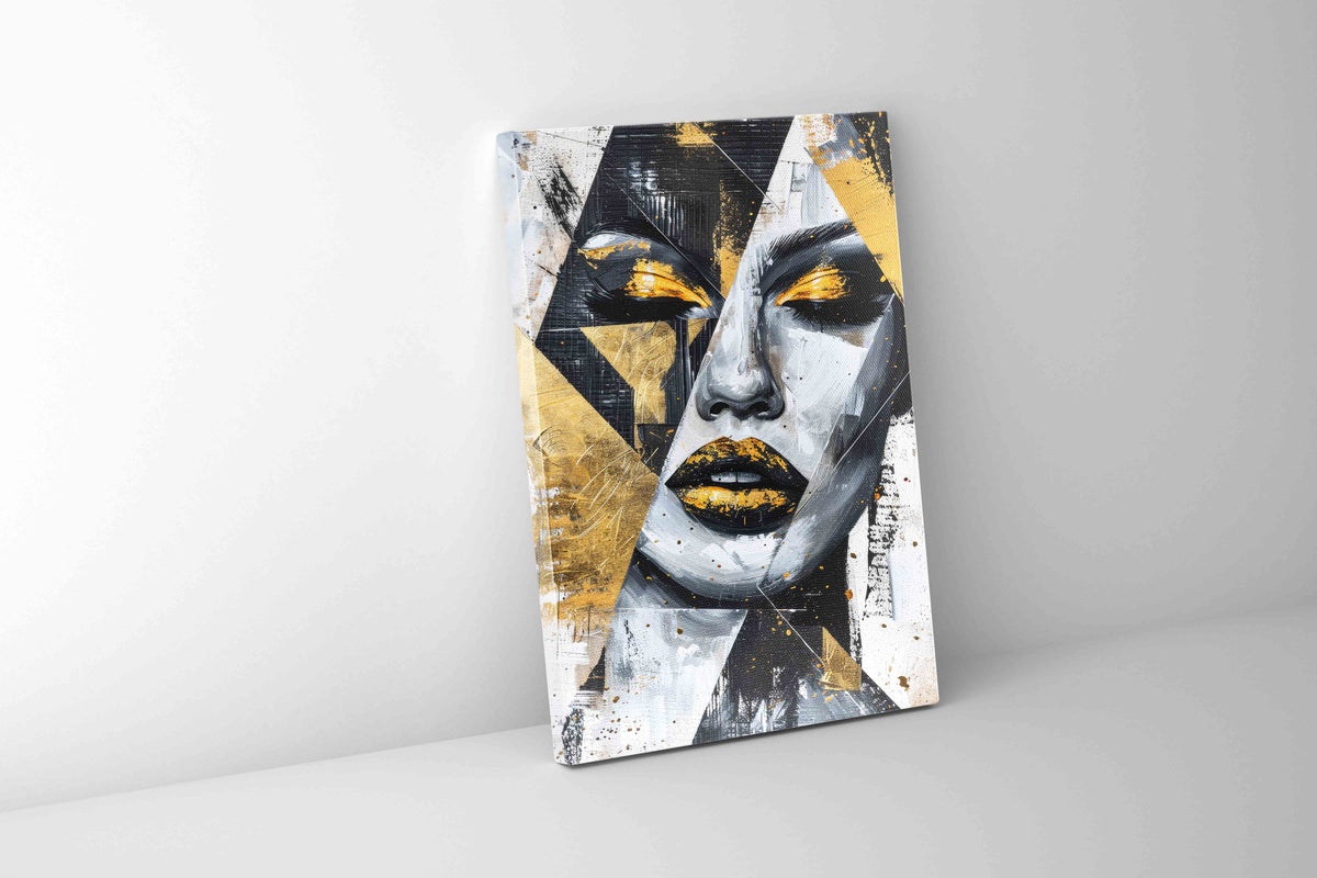 Décoration Murale Visage Or et Noir I