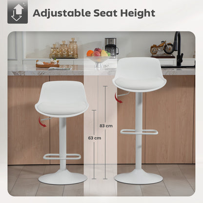 Tabourets de bar/comptoir Zee (lot de 2) avec hauteur réglable et siège pivotant - Blanc
