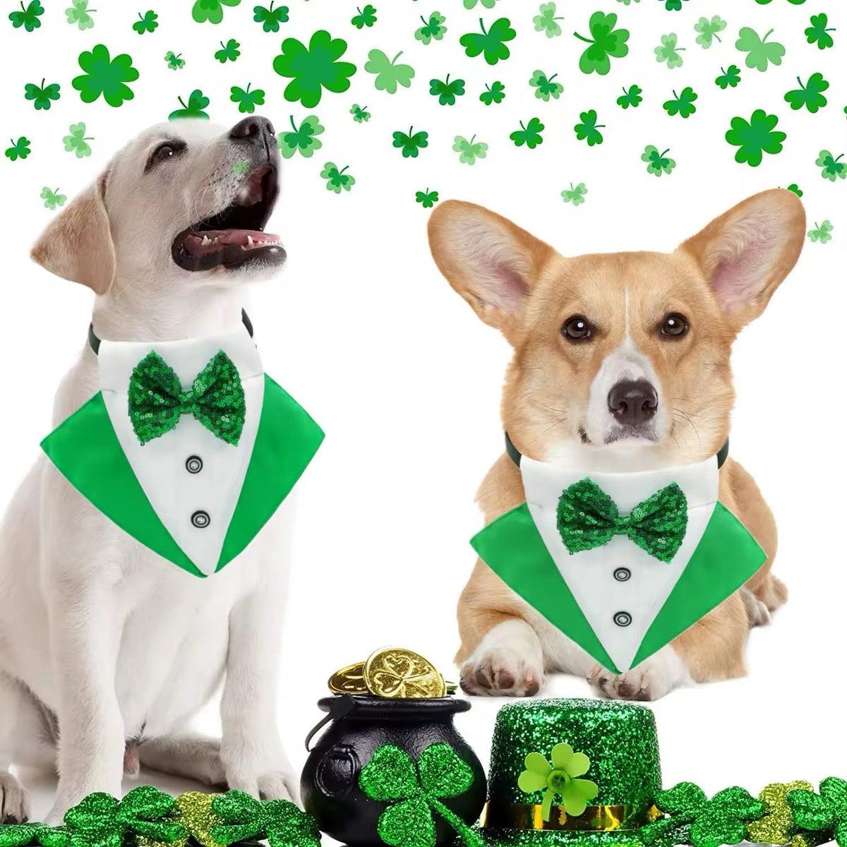 Bandana pour la Saint-Patrick – Bandana avec nœud papillon pour chien