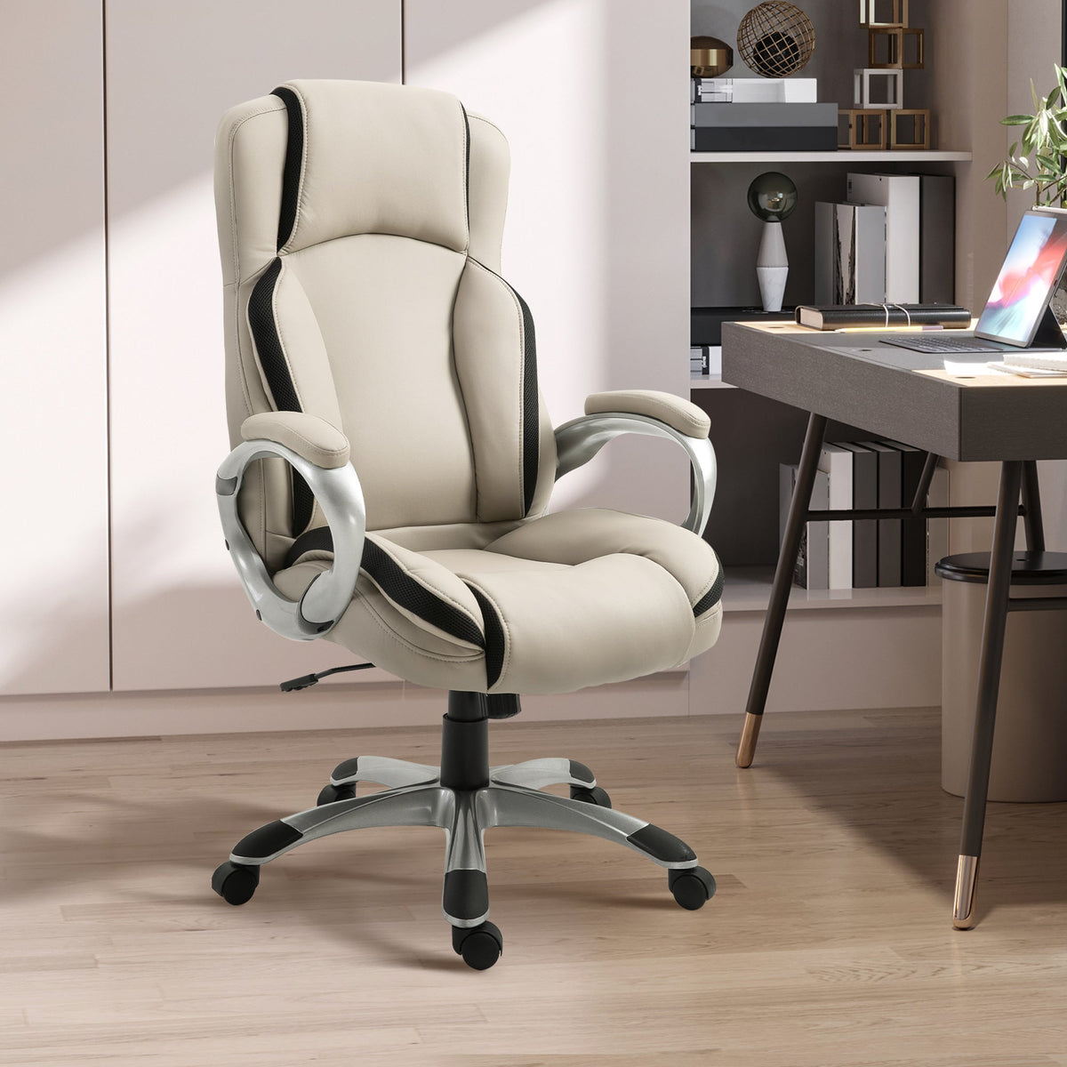 Fauteuil de bureau de direction ergonomique Fisher - Beige/Noir
