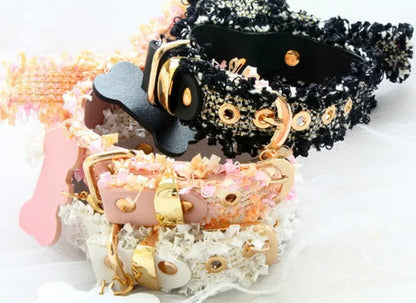 Collier pour chien en tweed fait main | Collier de luxe pour animaux de compagnie