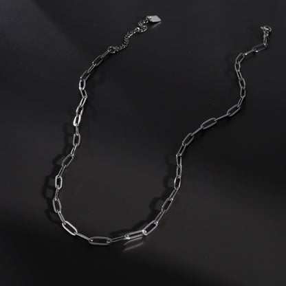 PALERMO Essential Paper-Clip Chain Link Silver Necklace