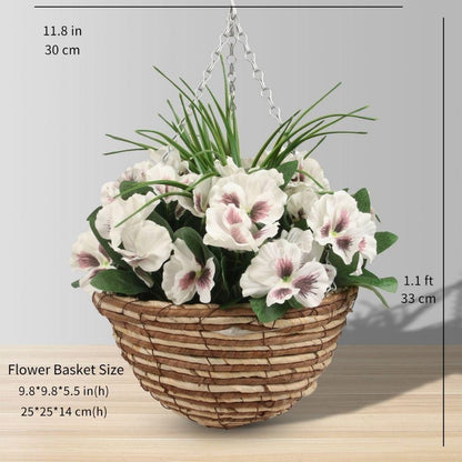 Composition florale artificielle Camila en panier suspendu