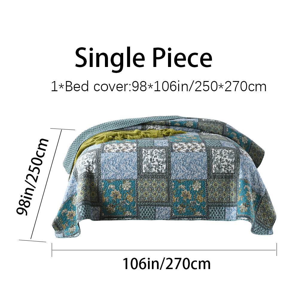 Reversible Cotton Quilt Bedspread Set – Vintage Floral Patchwork 3-Piece All-Season Bedding