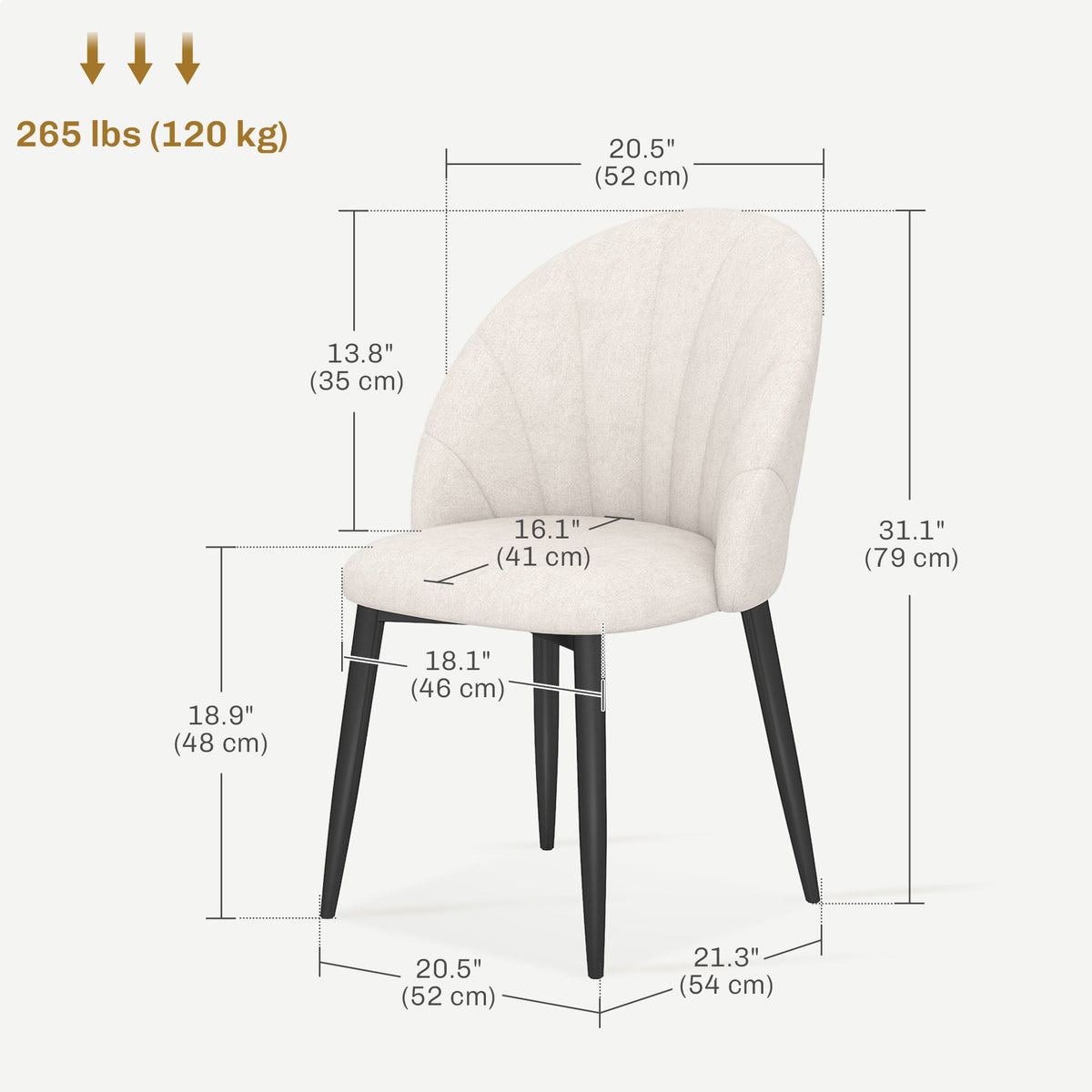 Skylar Chaises de salle à manger modernes, lot de 4 - Blanc crème