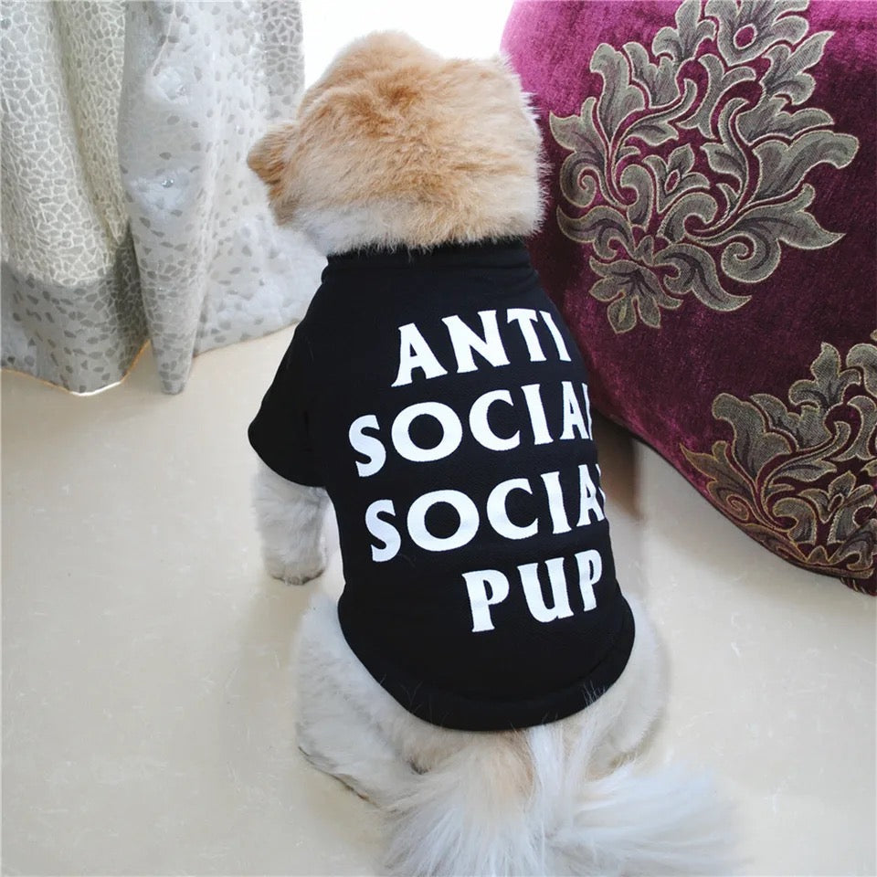 T-shirt « Anti Social Social Pup » | T-shirt graphique pour chien