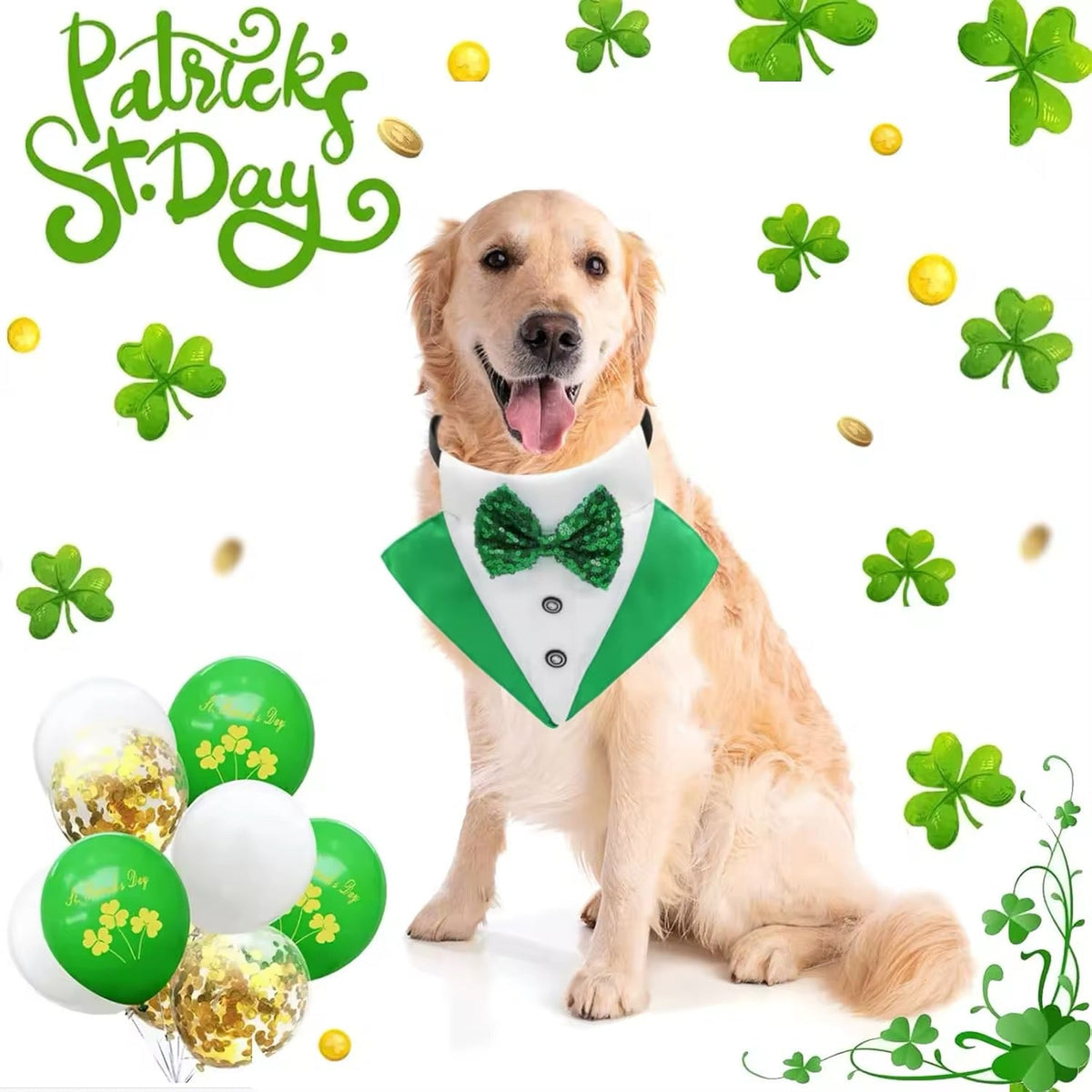 Bandana pour la Saint-Patrick – Bandana avec nœud papillon pour chien