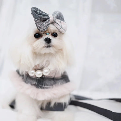 Ensemble harnais pour chien Ophelia Plaid | Tenue avec chapeau et laisse