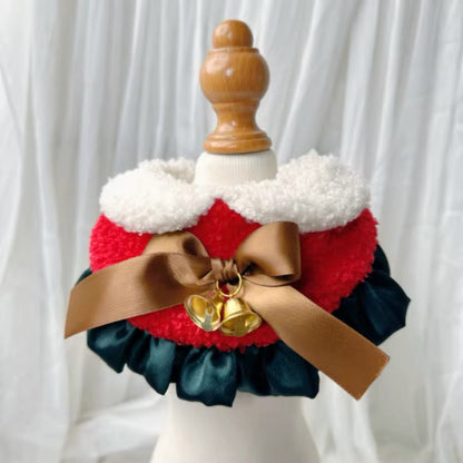 Christmas Pet Bandana – Festive Fur-Trim Holiday Accessory