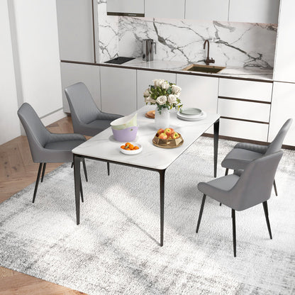 Chaises de salle à manger modernes en cuir vegan Blake avec capitonnage losange - Lot de 4 - Gris