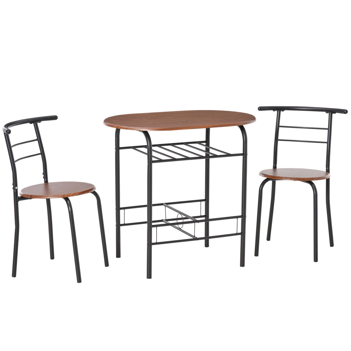 Ensemble de salle à manger Foden 3 pièces avec étagère, pour petits espaces-Marron naturel