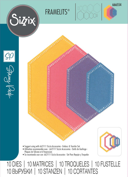 Sizzix Framelits Die Set 10 pièces Fanciful Framelits Belinda Stitched Hexagons by SP