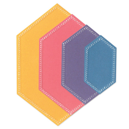 Sizzix Framelits Die Set 10 pièces Fanciful Framelits Belinda Stitched Hexagons by SP