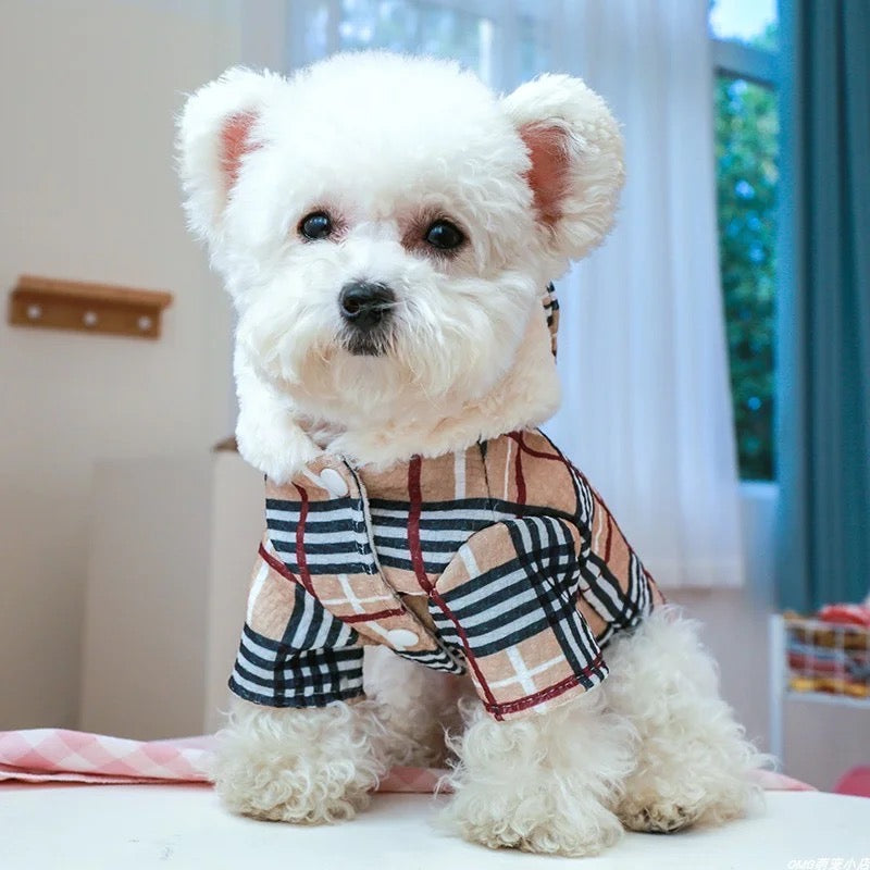 Trench-coat à carreaux pour chien Brrbrry | Vêtement d'extérieur classique pour chien